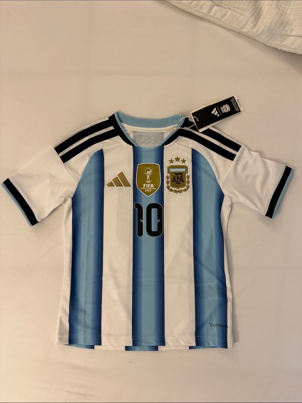 Messi Jersey - Official adidas Kids Argentina Home Jersey- size small